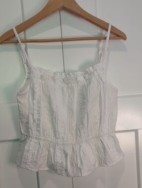 Sim & Sam White Ruffled Eyelet Spaghetti Strap Tank Size M